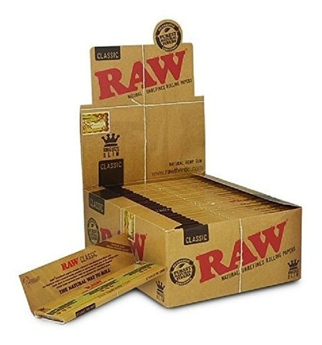 Papel De Fumar Raw King Size Slim, Caja 50 Pacs