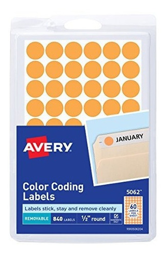 Etiquetas De Codificación De Colores Extraíbles Avery, 0,5