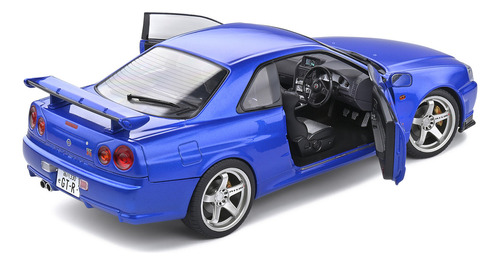 Miniatura Nissan Skyline Gt-r (r34) 1999 Azul Bayside 1:18 Solido