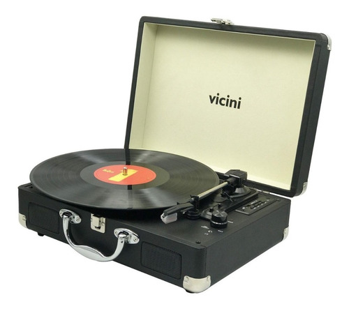 Imagem 1 de 3 de Vitrola Toca Disco Vinil Bluetooth Rádio Fm Vc285 Vicini