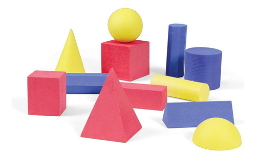 Hand2mind Bloques Sólidos Geométricos De Espuma, Colores Sur