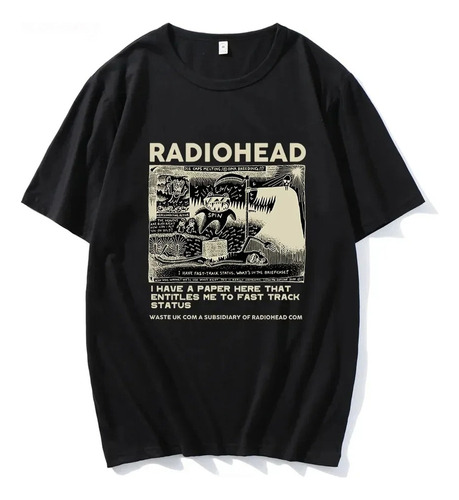 Fk Camiseta Algodón Manga Corta Impresa Radiohead