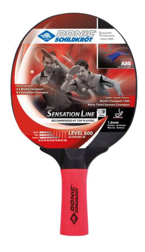 Paleta de ping pong Donic Schildkrot Sensation 600 negra y roja FL (Cóncavo)