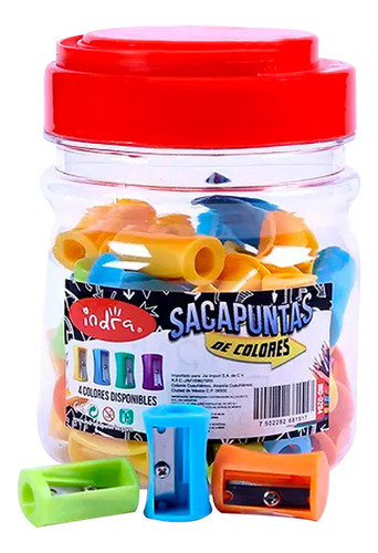 Sacapuntas De Bote 48 Piezas Indra Calidad Premium 4 Colores