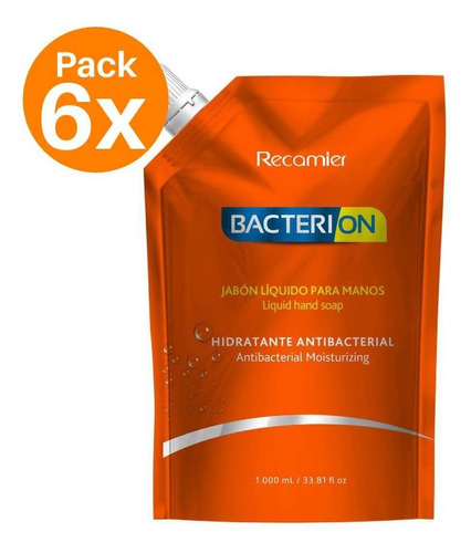 Bacterion Jabon Antibacterial 1000ml Pack 6 Unidades