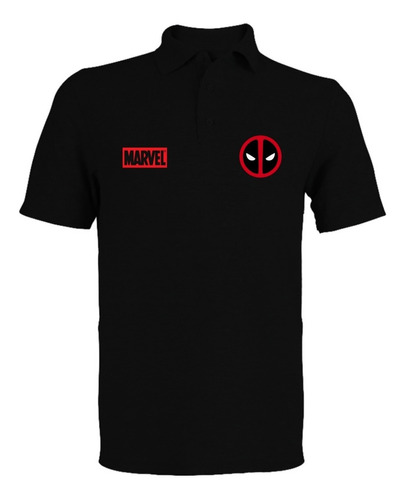 Camiseta Deadpool Tipo Polo T- Shirt Black Comics