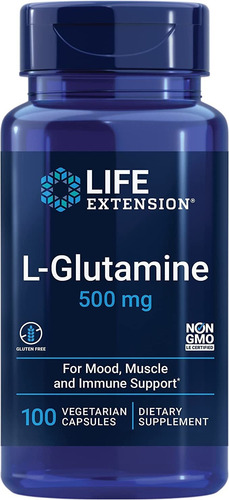 Life Extension L-glutamina 500 Mg - Para Apoyo Muscular, En.