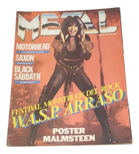 Revista Metal Nº 73 W.a.s.p Poster Malmsteen Motorhead