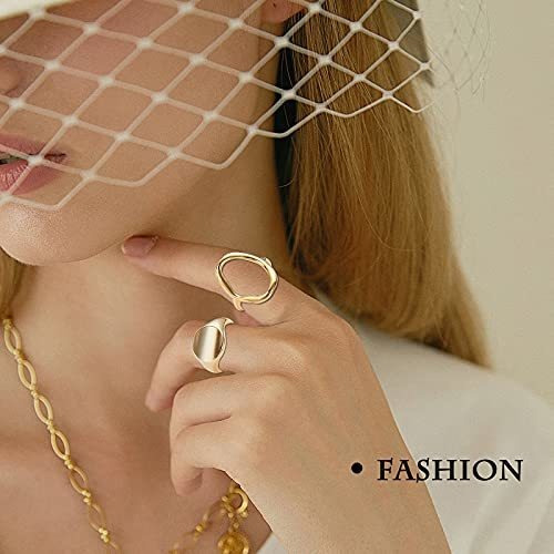 10 Anillos Ajustables Para Mujer Enchapados En Oro De 18 K