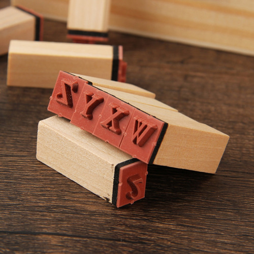 Juego De Sellos Multiusos De Madera Con Letras Y Números Del