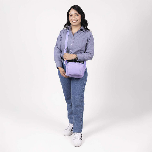 Crossbody Color Lila Zilp Impermeable 1866551-v Chenson 1818 Acabado De Los Herrajes Níquel Diseño De La Tela Lisa