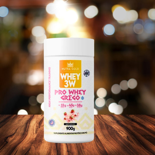 Whey Protein 3w Pro Whey Grego Nutra Gold 900g - Morango Morango