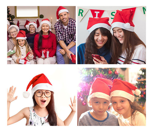 12pzs Gorros Navidad Santa Claus Navidad Fiesta Para Adultos Color Rojo