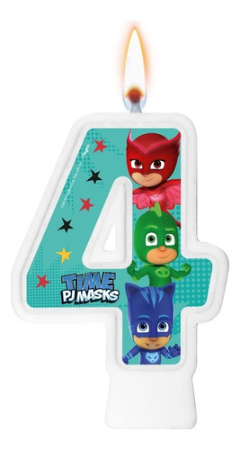 Número 4 - Vela P J Masks - Heróis De Pijama - Bolo E Festa