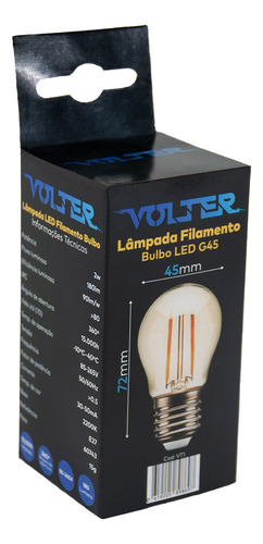 Kit 30 Lâmpadas Led Filamento G45 2w 2200k 180lm E27
