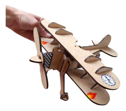 Avion Biplano Madera Rompecabezas Puzzle Didactico Niños