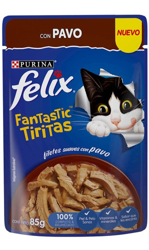 Purina Felix Fantastic Tiritas Gato Sobre Pavo 85g