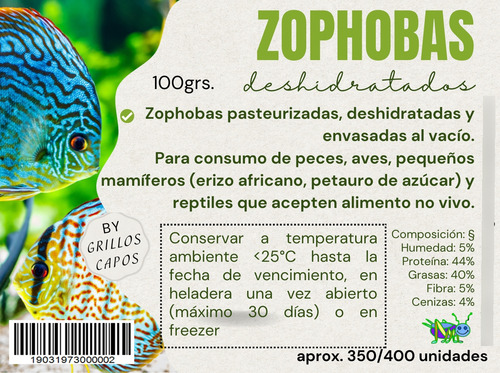 Zophobas Deshidratas X 100 G (350-400 Larvas Grandes)