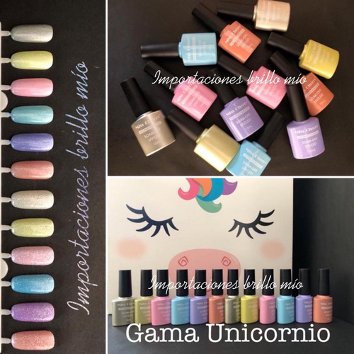 Imagen 5 de 6 de Gel Uv/led Miss Cherry Gama Unicornio 10ml Uñas Gel Semi 12p