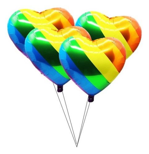 Globos Corazon Multicolor Lgtbi X 4