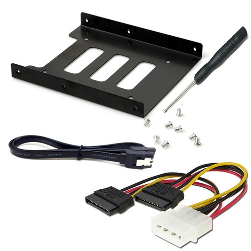 Kit Adaptador Suporte Ssd Para Desktop + Cabos Sata Energia