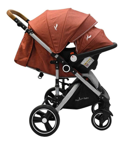 Cochecito de paseo Premium Baby Travel system Tuts Pro bordó con chasis color plateado