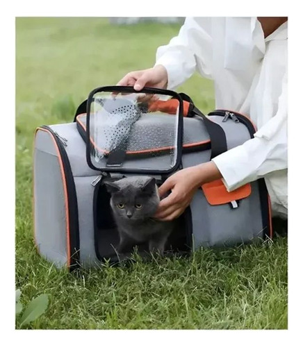 Bolso Transportador Mascotas Naranja Resistente Seguro