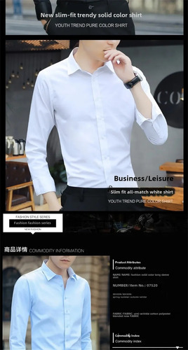 Camisa De Manga Larga Ajustada Para Hombre, Ropa Formal De N