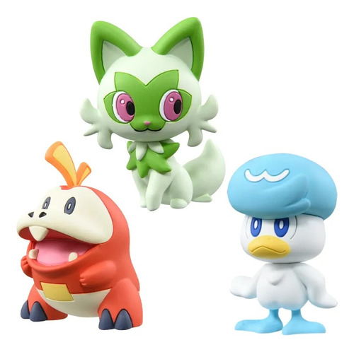 Set 3 Figuras Sprigatito, Fuecoco Y Quaxly Pokémon