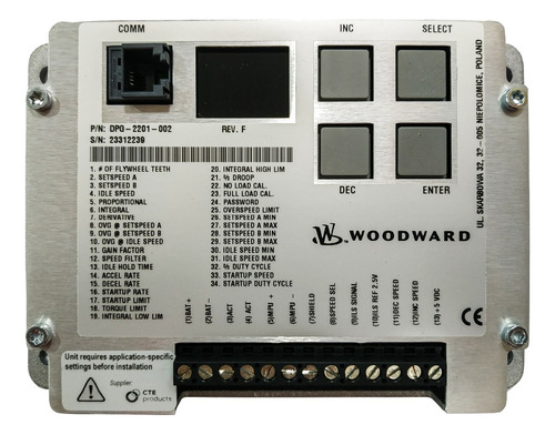 Tablero Regulador De Velocidad Woodward Dpg-2201-002