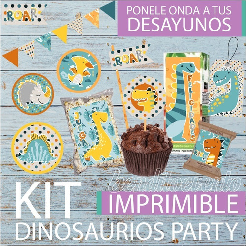 Kit Imprimible Desayuno Dinosaurio Cumple / Dia Del Niño