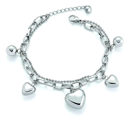 Pera Jewelry Pulsera Con Dijes De Corazón Chapada En Oro Y P