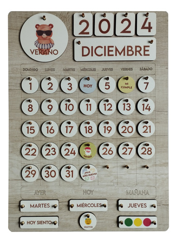 Calendario Montessori Perpetuo Niños Español Ingles + Atril