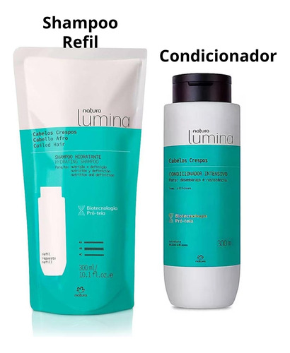 Lumina Shampoo Refil + Condicionador Cabelos Crespos Natura