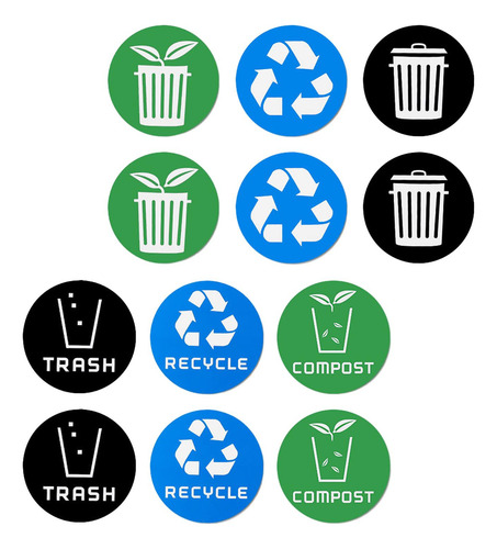 12 Uds. Pegatinas De Cubo De Basura, Pegatinas De