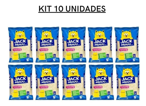 Kit 10 Granulado Arena Sanitaria Gato Pet Jack Miau Mandioca