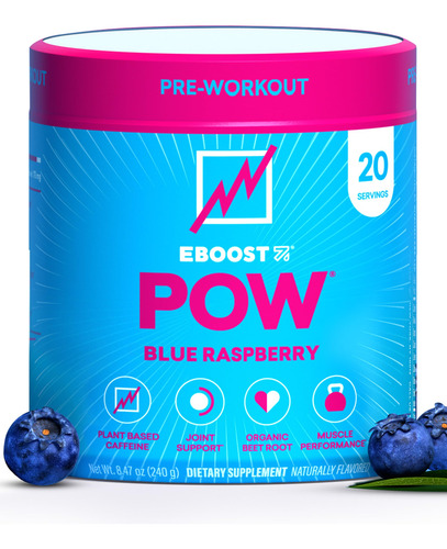 Pó Pré-treino Eboost Pow Natural 20 Porções Blue Raspb