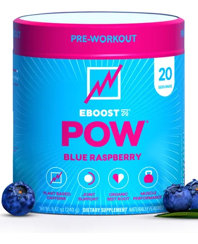 Pó Pré-treino Eboost Pow Natural 20 Porções Blue Raspb | Frete grátis
