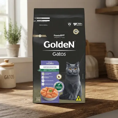 Ração Seca Golden Premium Especial Gato Adulto Sabor Salmão 3kg: imagem 3