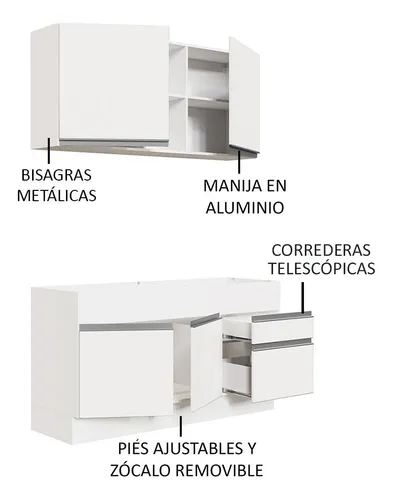 Armario De Cocina Compacta 150cm Glamy Madesa 02