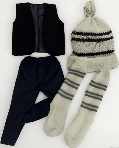 Vestimenta Chilote Infantil Chaleco Con Gorro Y Polainas