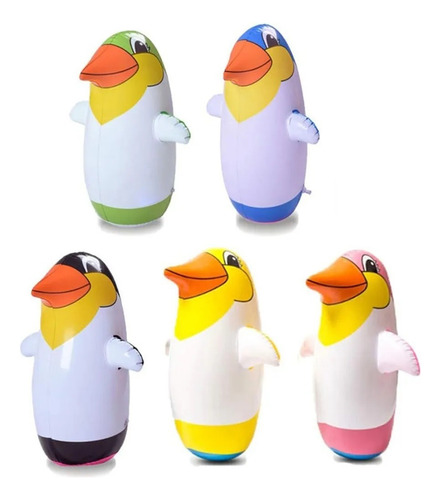 3pz Pingüino Grande 45cm Inflable Juguete Infantil Box Saco