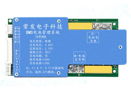 Placa De Protección De Batería Lifepo4 Bms De 16 Segundos Y