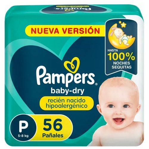  Pampers Babydry Hipoalergenico Pequeño X 56 Unidades