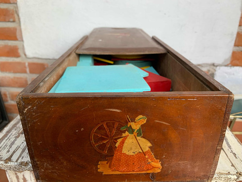 Vintage Juego Educativo Piezas Geométricas En Caja Cedro