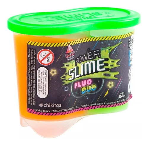 Imagen 1 de 5 de Slime Duo 2 En 1 Pote Color Fluorescente - Power Slime