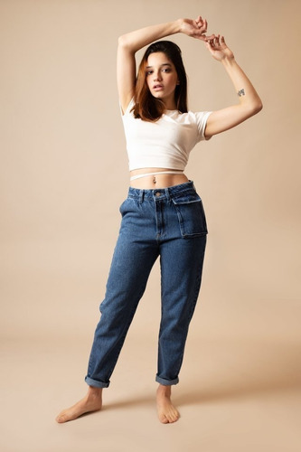 Jean Pantalon Mujer Mom Slouchy Rigido