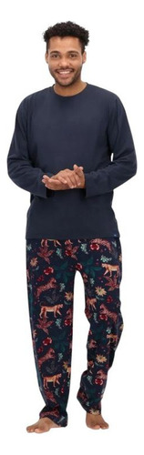 Pijama Largo Algodón Hombre Mota Mt30205 Azul