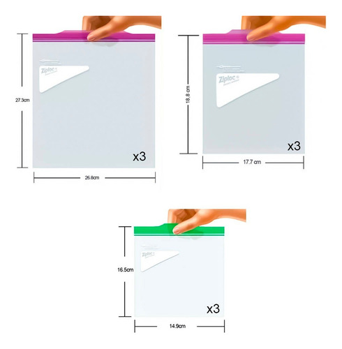 Ziploc Bolsas Hermeticas Multiuso Multi Pack