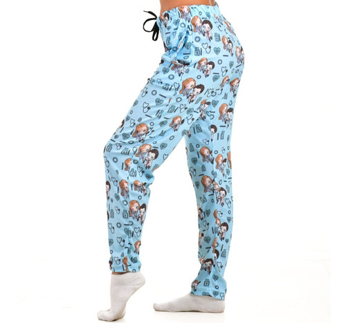 Imagen 3 de 5 de Pijama Largo Grey's Save Lives Remera Gris - Store Mykonos